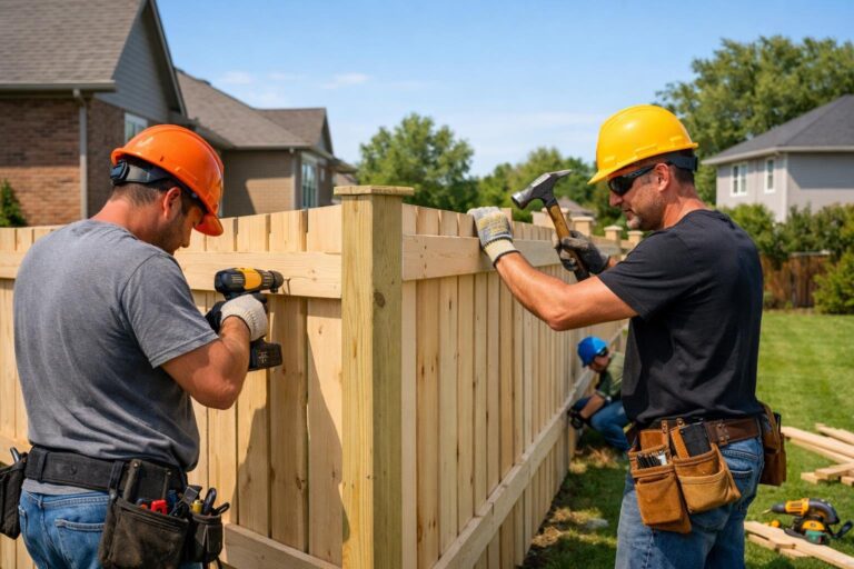 New fences installation in Brantford in 2026 showing wooden panels