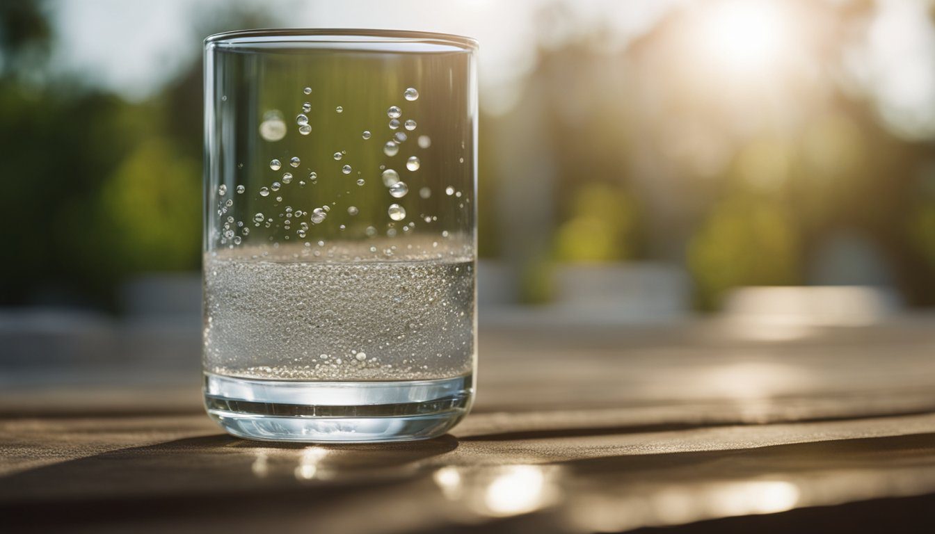 A glass of water with visible contaminants, including bacteria, lead, pesticides, and chlorine. Labels indicate the top 10 most dangerous contaminants